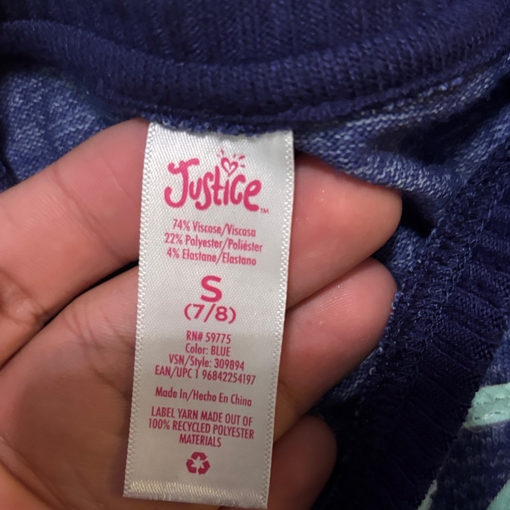 Justice Kids Navy and Heather Blue Long Sleeve Tee (AB2) - Picture 2 of 3
